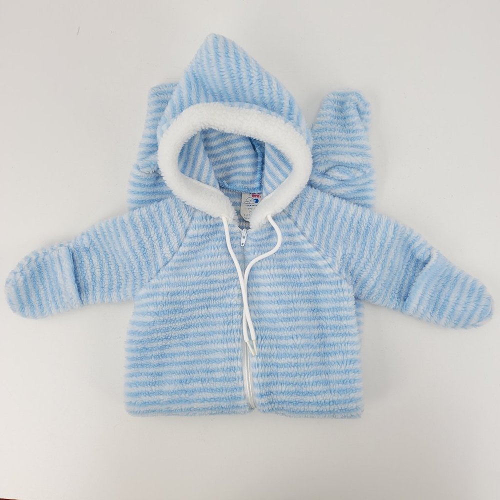 Vtg 80s 90s Cuddle Time USA Made Fleece Zip Up Warm Bodysuit 3-12M Acrylic Blend